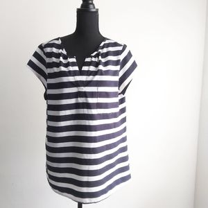 Loft large navy striped v-neck blouse {minor flaws}